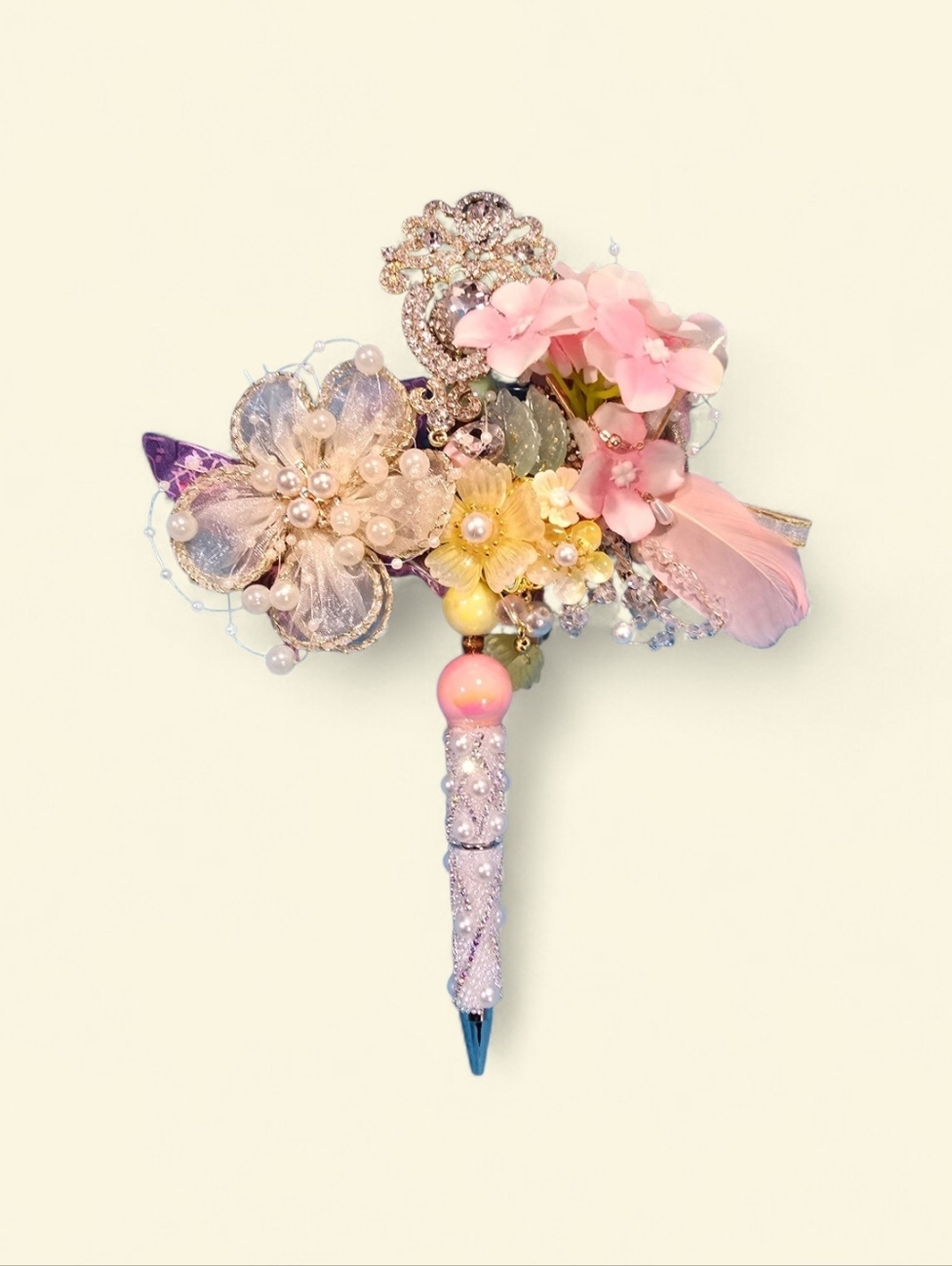 Pink Floral Embellished Gel Pen by